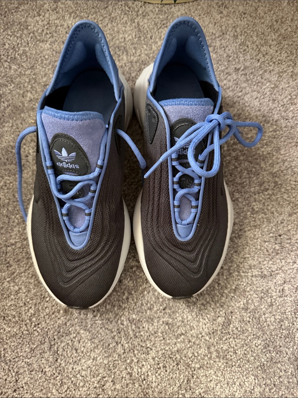 adidas Black and Periwinkle Lace-Up Athletic Sneakers